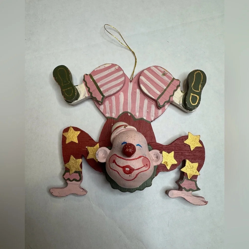 Vintage Clown Wooden Ornaments Wooden‎ Silly Clown